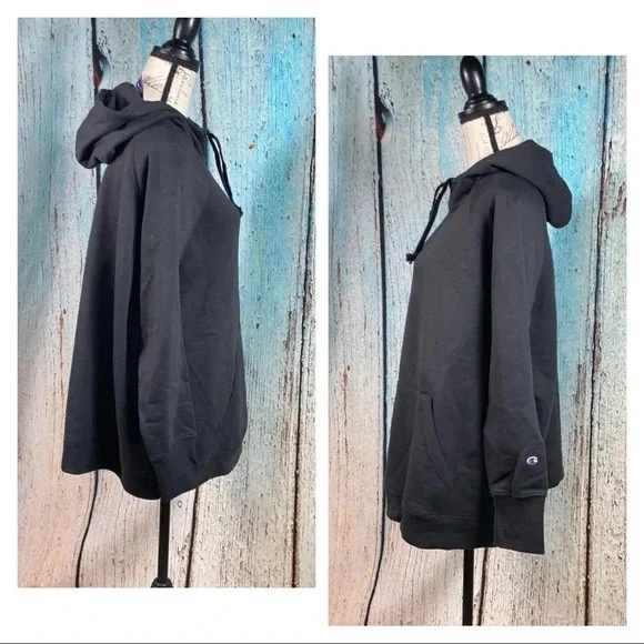 CHAMPION NWT Black Plus Size Powerblend Fleece Hoodie - Picture 5 of 12